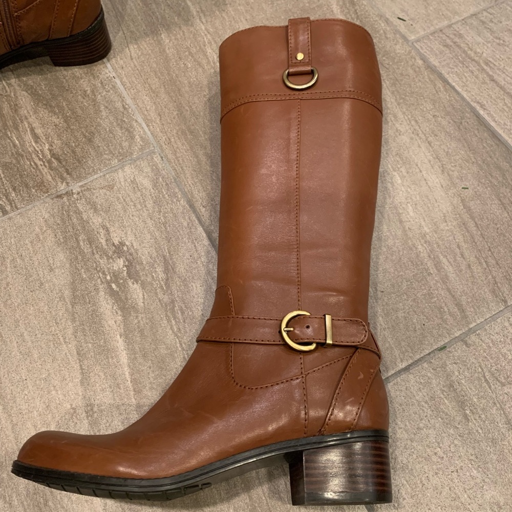 Bandolino brown leather riding boots, size 7.5.